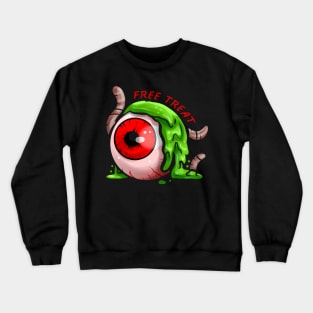 Free Treat Big Eyeball Green Slime Earthworm Halloween Crewneck Sweatshirt